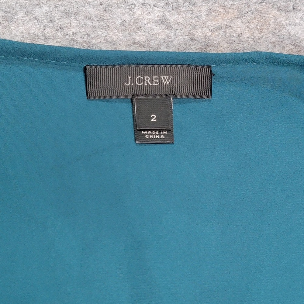 J. Crew Sleeveless Top Size 2 Teal‎ Green Blouse Striped Detail Casual - Picture 3 of 6